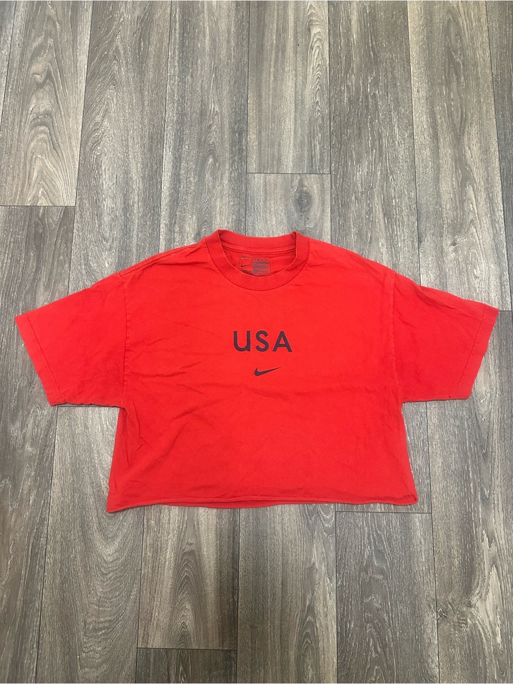 Nike Red USA Short Cropped Tee